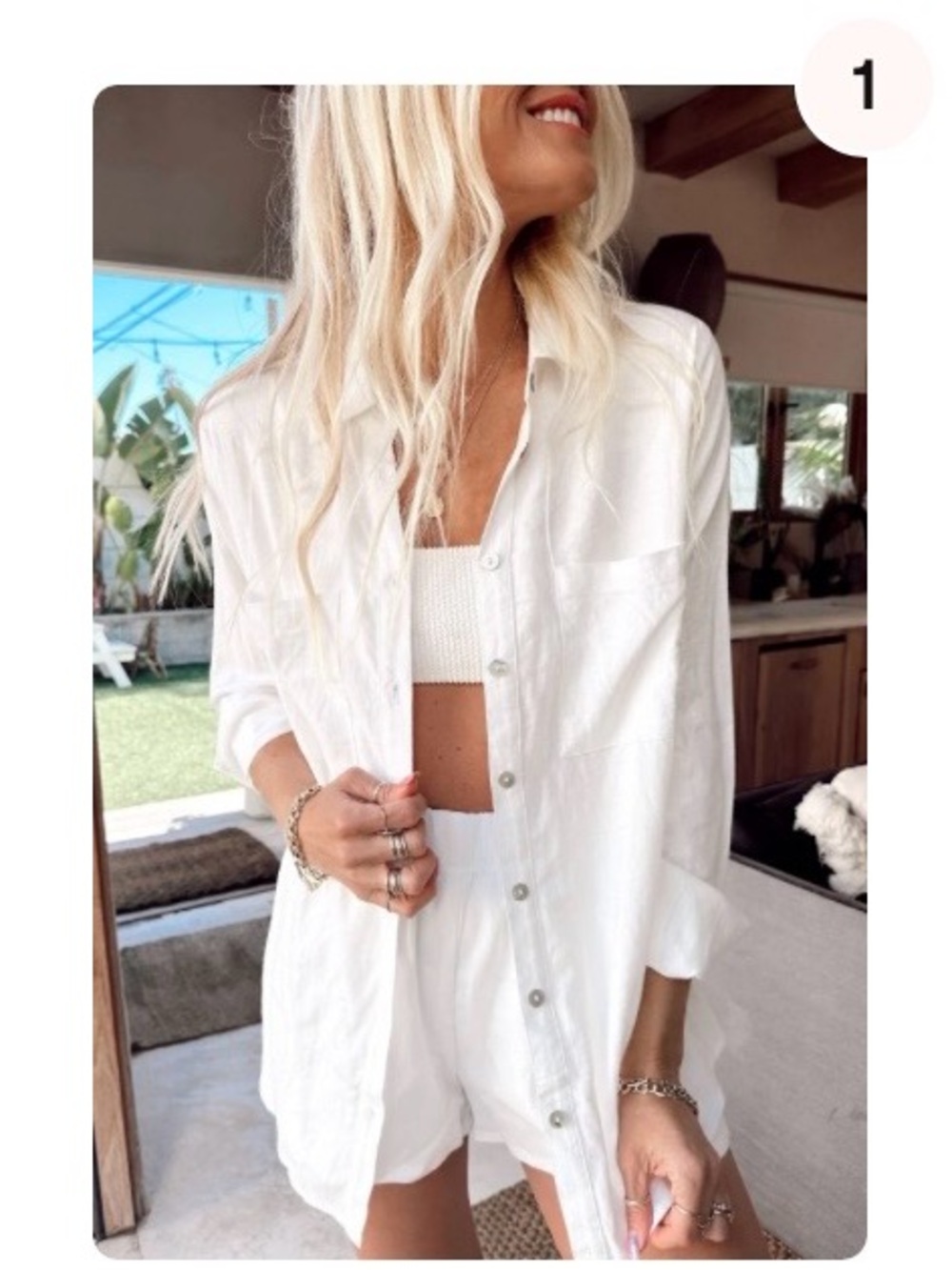 Show Me Your MuMu White Linen Button Down Shirt